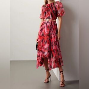 Pleated Puff Sleeve Floral Dress Bibhu Mohapatra x RTR
